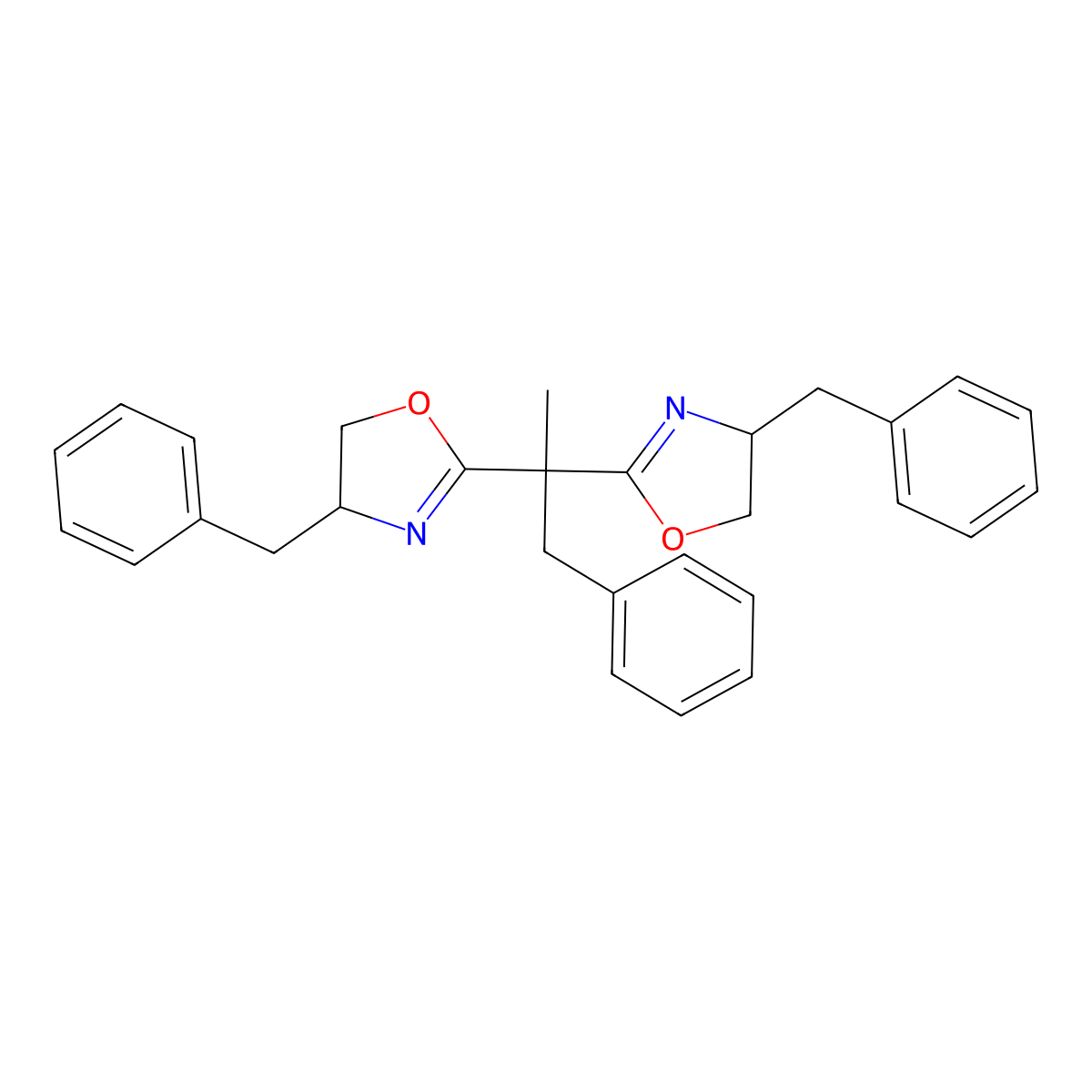 (4R,4'R)-2,2'-(1-Phenylpropane-2,2-diyl)bis(4-benzyl-4,5-dihydrooxazole) molecular structure, CAS 2634687-70-8