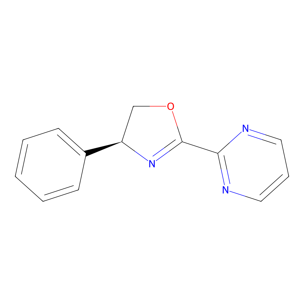 (S)-4-Phenyl-2-(pyrimidin-2-yl)-4,5-dihydrooxazole molecular structure, CAS 2634687-71-9