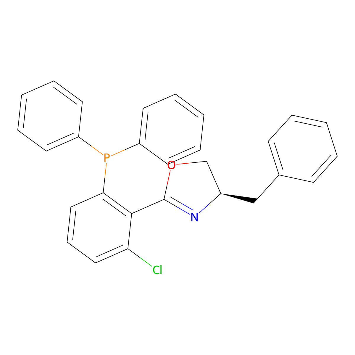 (R)-4-Benzyl-2-(2-chloro-6-(diphenylphosphino)phenyl)-4,5-dihydrooxazole molecular structure, CAS 2634687-74-2