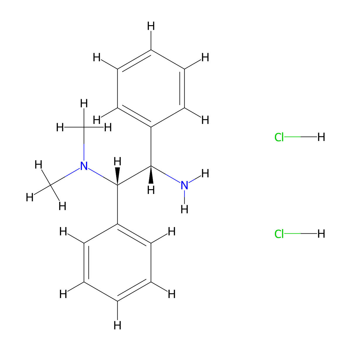 (1S,2S)-N1,N1-Dimethyl-1,2-diphenylethane-1,2-diamine dihydrochloride molecular structure, CAS 2634687-77-5