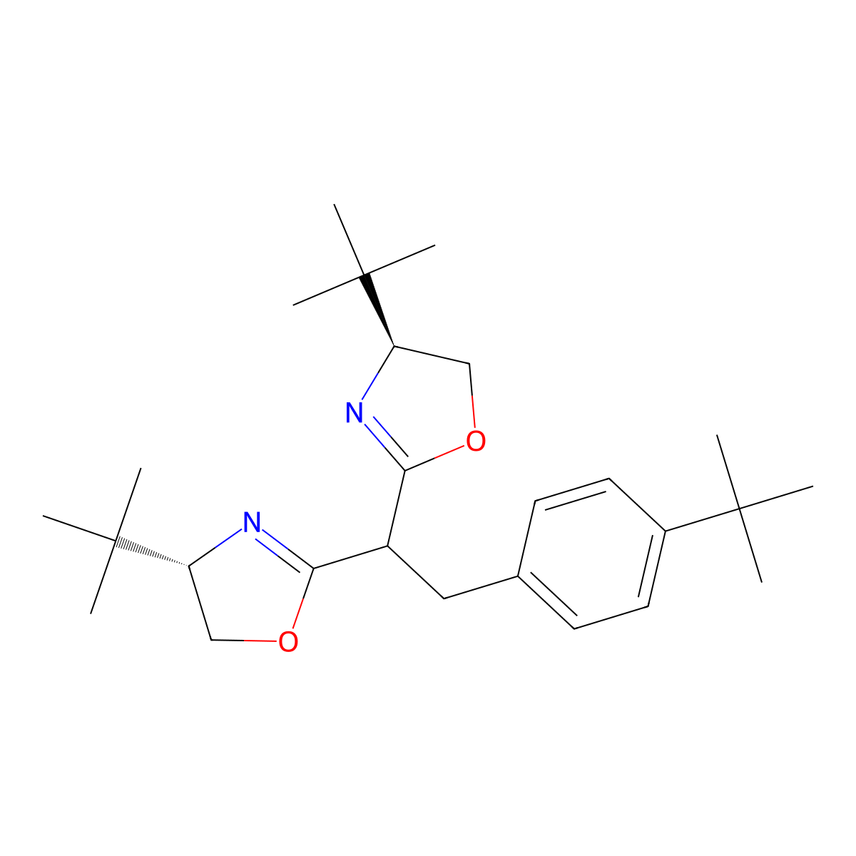(4S,4'S)-2,2'-(2-(4-(tert-Butyl)phenyl)ethane-1,1-diyl)bis(4-(tert-butyl)-4,5-dihydrooxazole) molecular structure, CAS 2634687-80-0