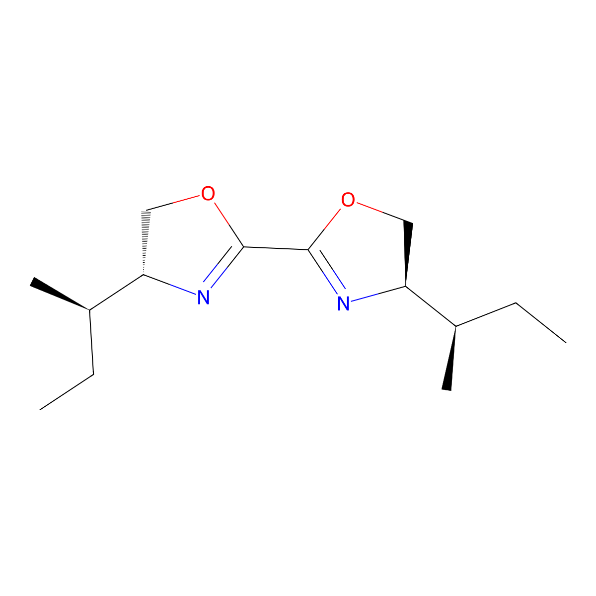 (4R,4'R)-4,4'-Di((R)-sec-butyl)-4,4',5,5'-tetrahydro-2,2'-bioxazole molecular structure, CAS 2634687-88-8