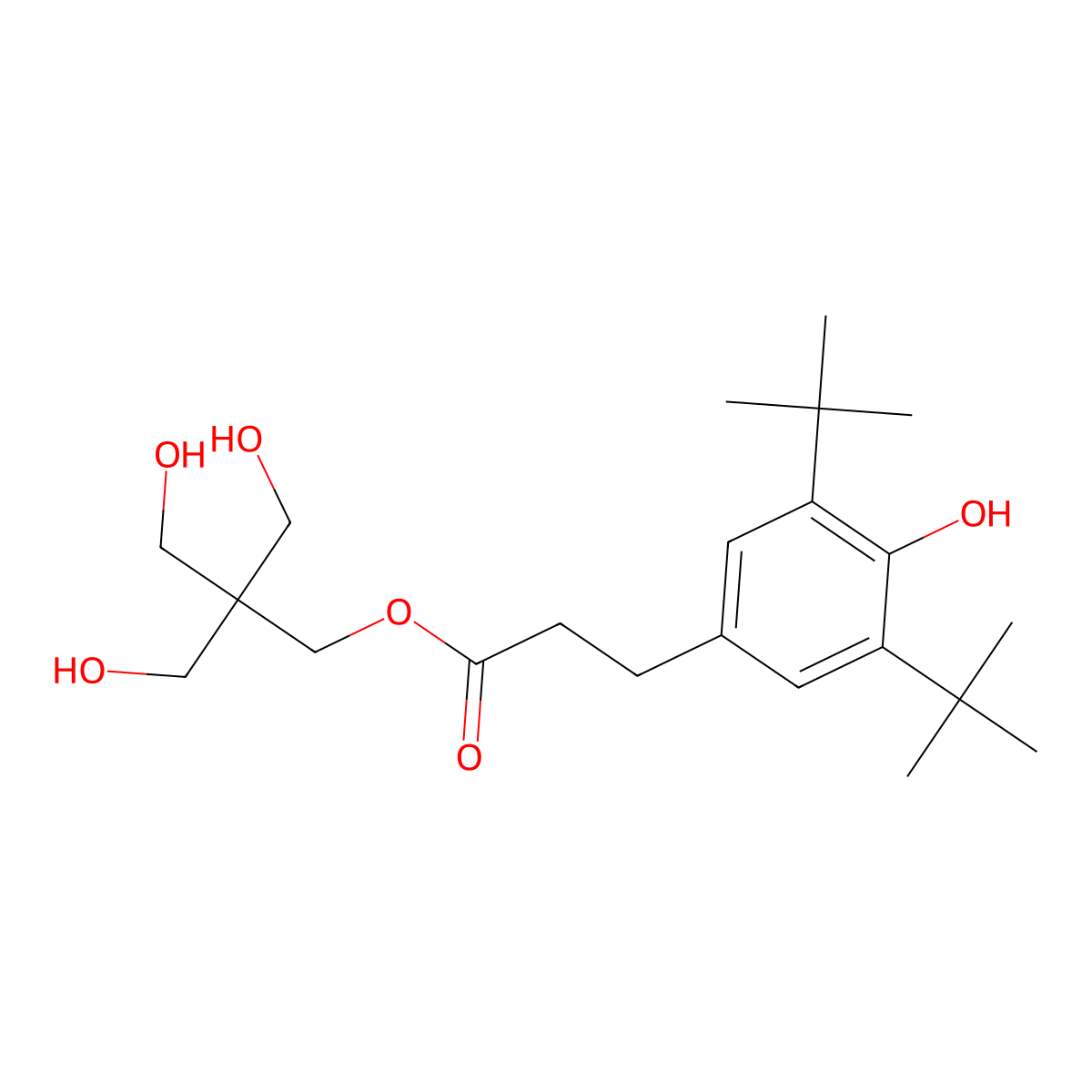 Pentaerythritol 3,5-di-tert-butyl-4-hydroxyhydrocinnamate molecular structure, CAS 26347-98-8