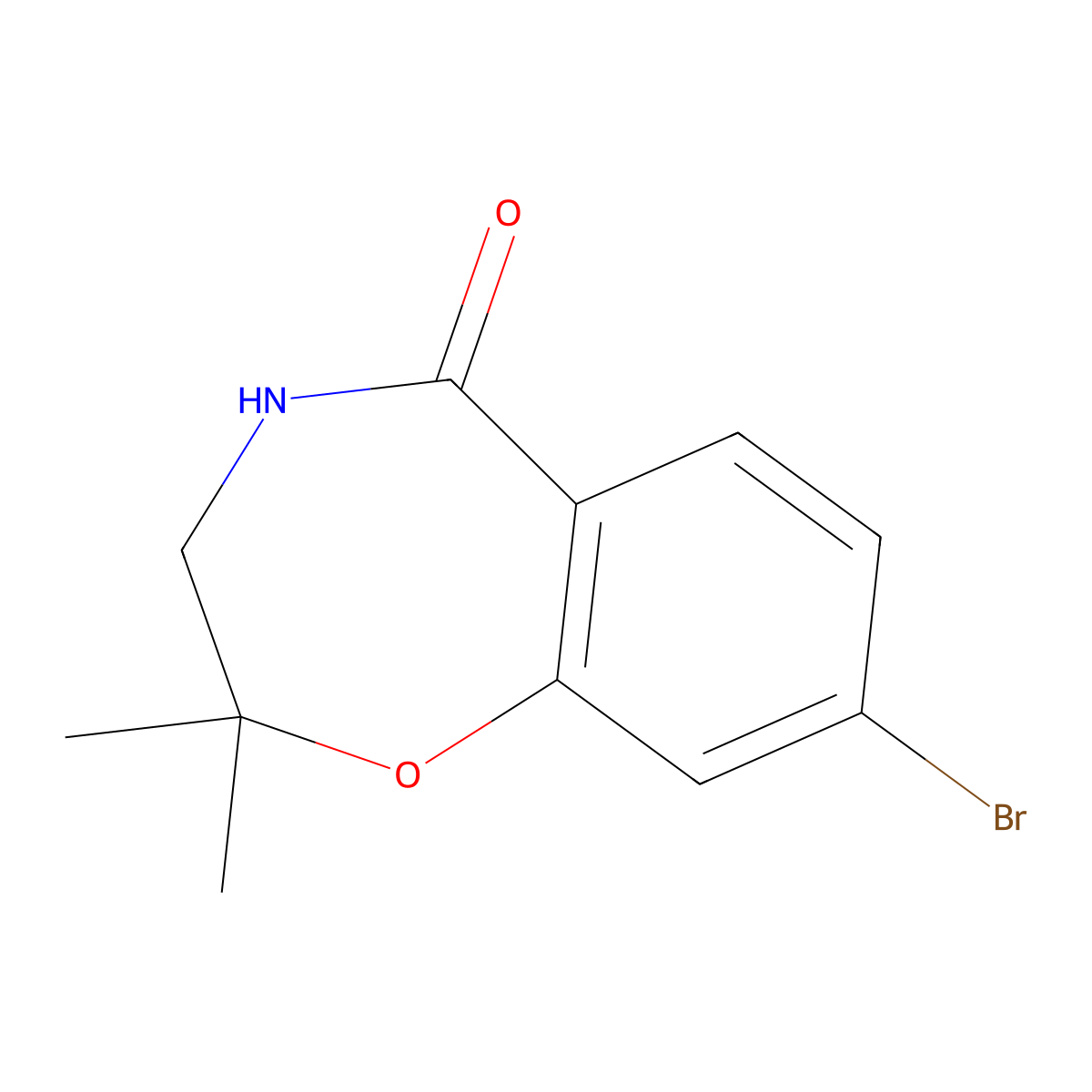 8-Bromo-2,2-dimethyl-2,3,4,5-tetrahydro-1,4-benzoxazepin-5-one molecular structure, CAS 2634764-27-3