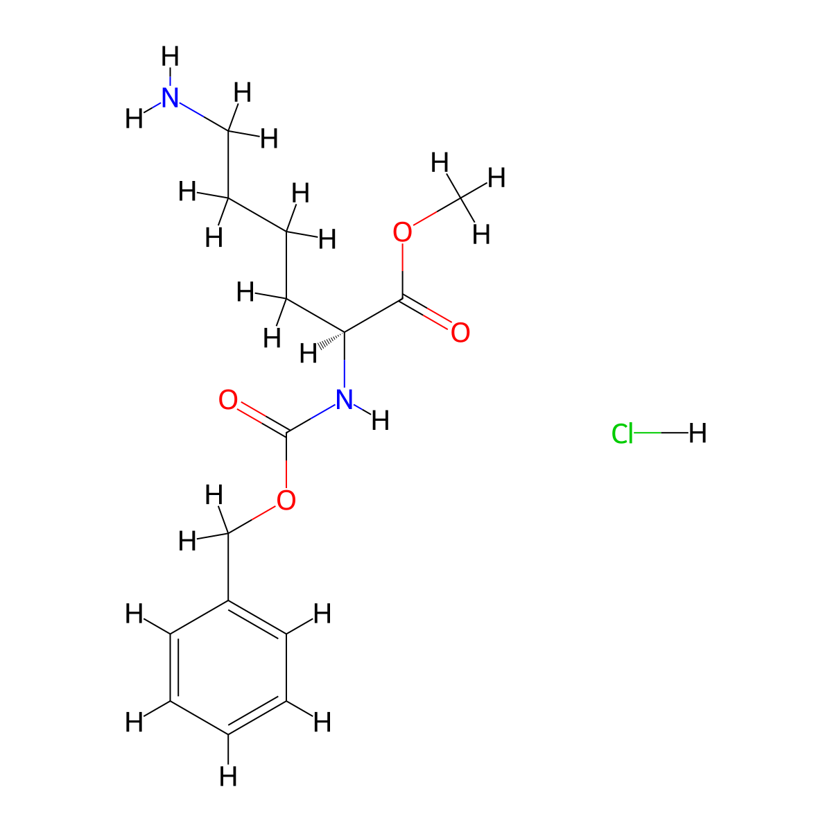 (S)-Methyl 6-amino-2-(((benzyloxy)carbonyl)amino)hexanoate hydrochloride molecular structure, CAS 26348-68-5