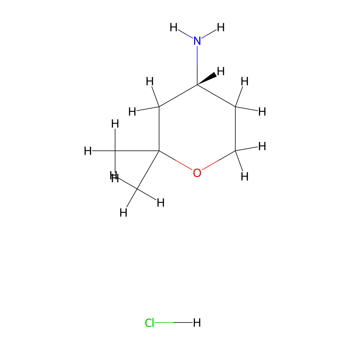 (R)-2,2-Dimethyltetrahydro-2H-pyran-4-amine hydrochloride molecular structure, CAS 2634816-64-9