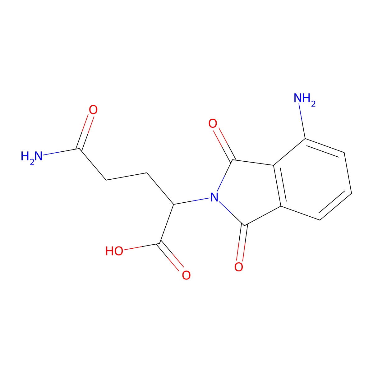 2H-Isoindole-2-acetic acid, 4-amino-alpha-(3-amino-3-oxopropyl)-1,3-dihydro-1,3-dioxo- molecular structure, CAS 2635-64-5