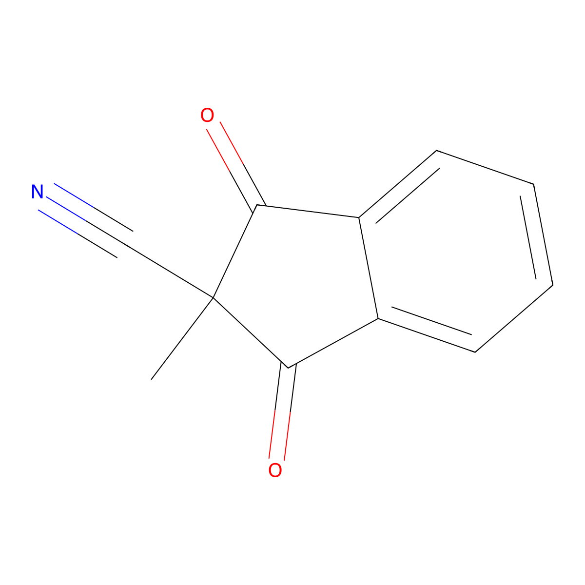 2-Methyl-1,3-dioxo-2,3-dihydro-1H-indene-2-carbonitrile molecular structure, CAS 26351-47-3
