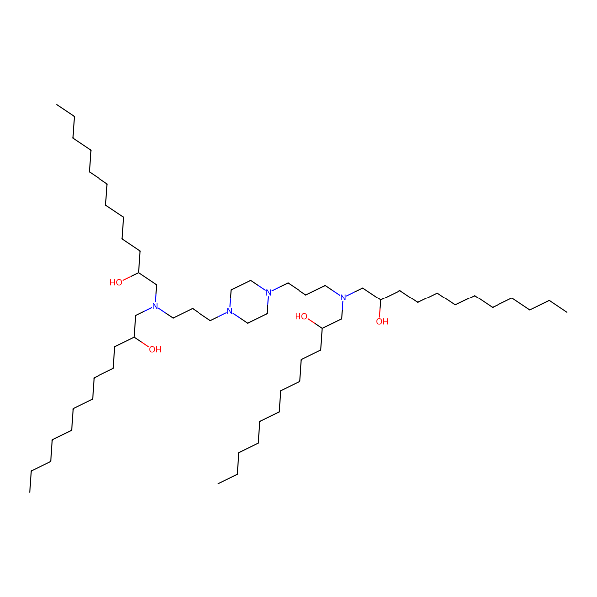 1,1',1'',1'''-((Piperazine-1,4-diylbis(propane-3,1-diyl))bis(azanetriyl))tetrakis(dodecan-2-ol) molecular structure, CAS 2635329-26-7