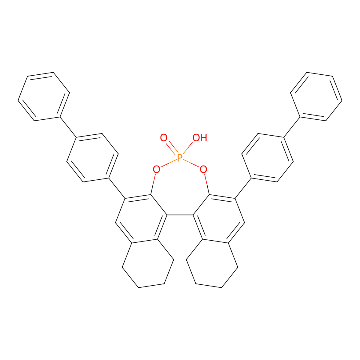 (11bS)-2,6-Di([1,1'-biphenyl]-4-yl)-4-hydroxy-8,9,10,11,12,13,14,15-octahydrodinaphtho[2,1-d:1',2'-f][1,3,2]dioxaphosphepine 4-oxide molecular structure, CAS 2635339-78-3