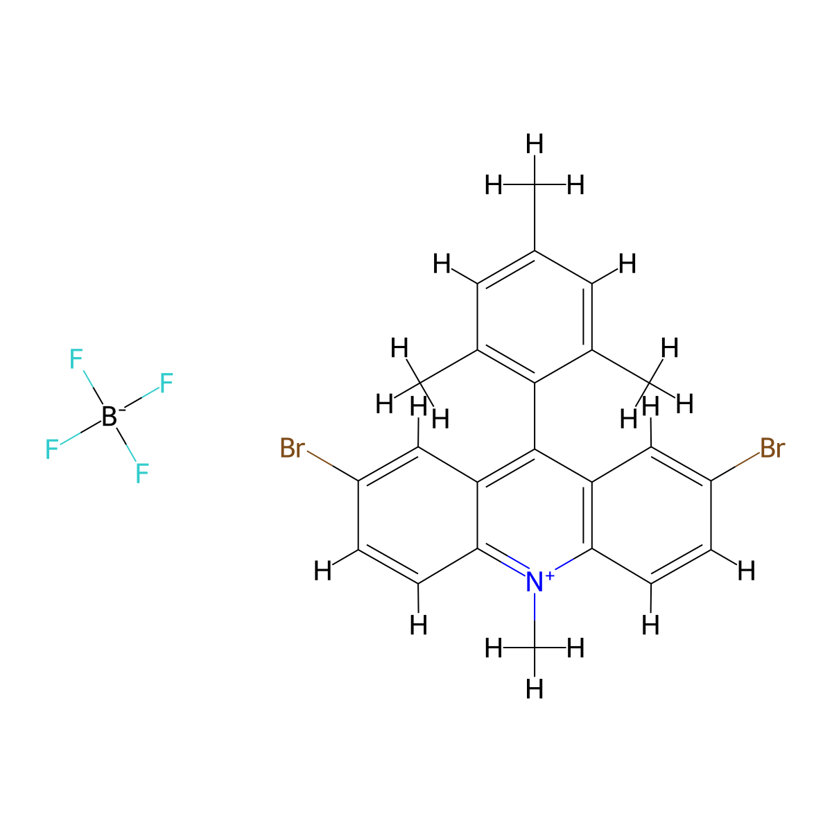 2,7-Dibromo-9-mesityl-10-methylacridin-10-ium tetrafluoroborate molecular structure, CAS 2635339-83-0