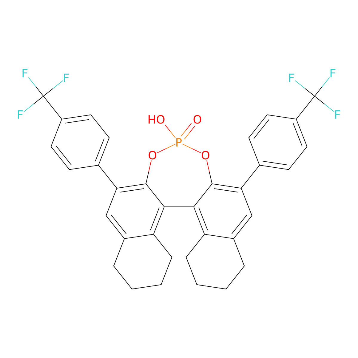 (11bS)-4-Hydroxy-2,6-bis(4-(trifluoromethyl)phenyl)-8,9,10,11,12,13,14,15-octahydrodinaphtho[2,1-d:1',2'-f][1,3,2]dioxaphosphepine 4-oxide molecular structure, CAS 2635339-84-1