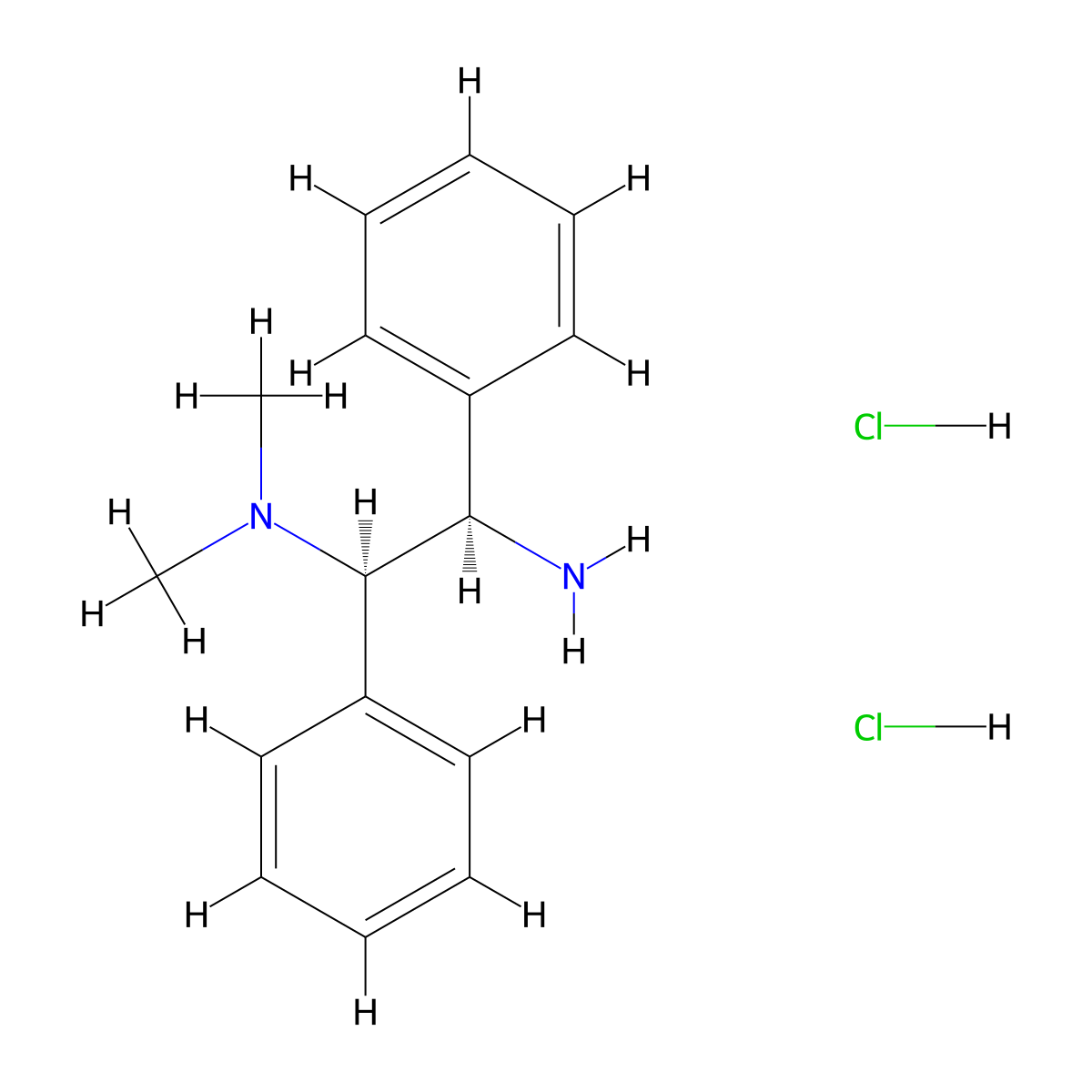 (1R,2R)-N1,N1-Dimethyl-1,2-diphenylethane-1,2-diamine dihydrochloride molecular structure, CAS 2635339-86-3
