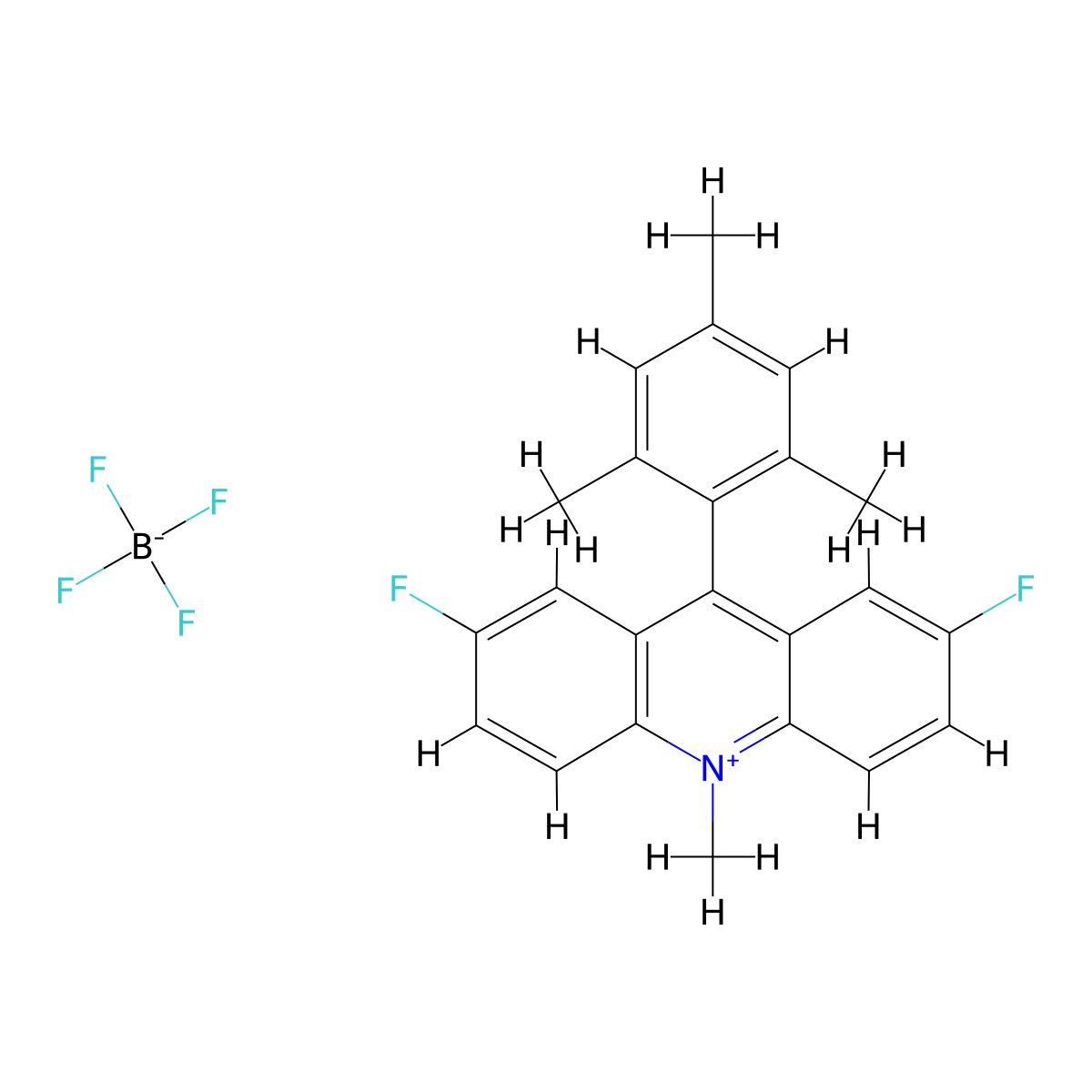2,7-Difluoro-9-mesityl-10-methylacridin-10-ium tetrafluoroborate molecular structure, CAS 2635339-88-5