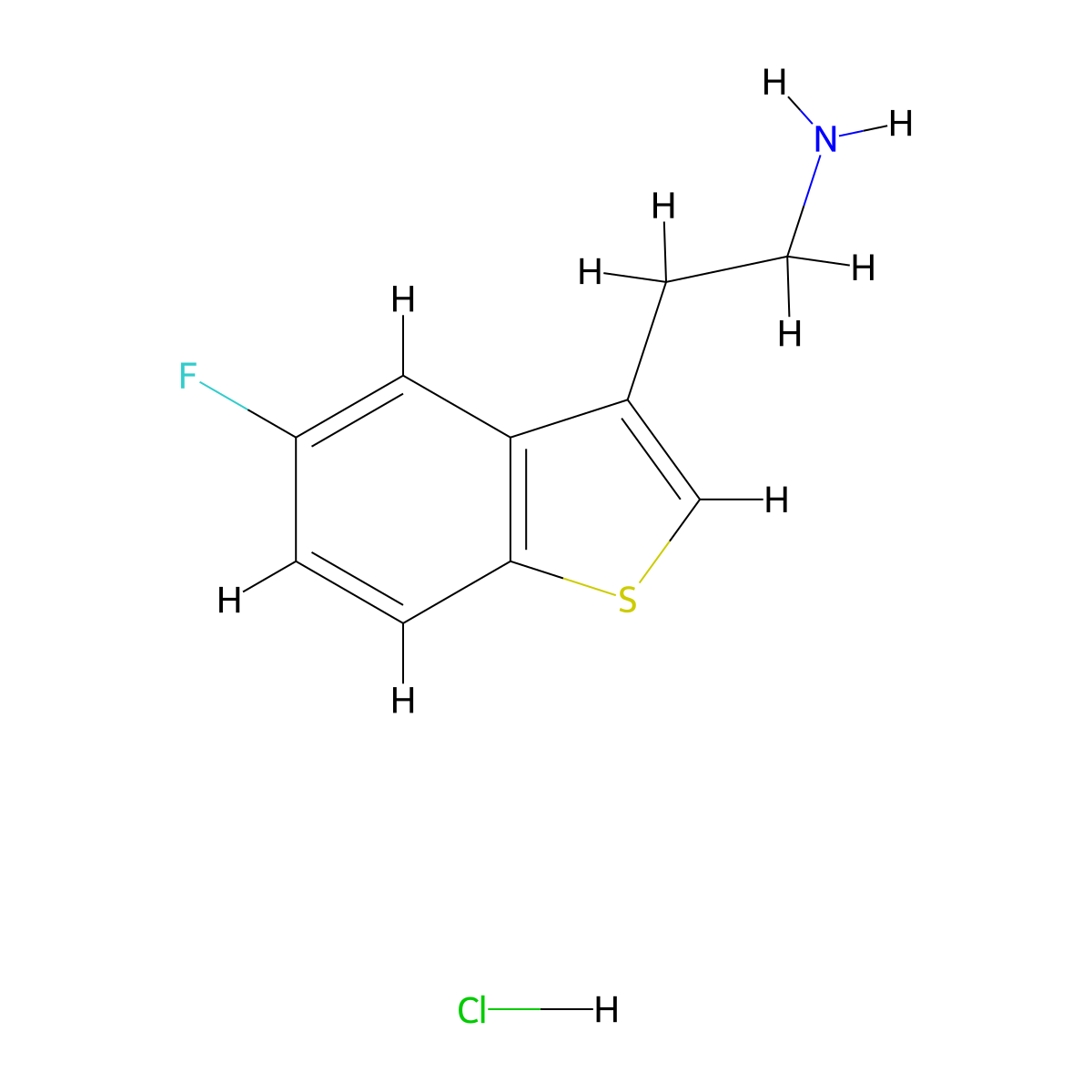 2-(5-Fluoro-1-benzothiophen-3-yl)ethan-1-amine hydrochloride molecular structure, CAS 263544-07-6