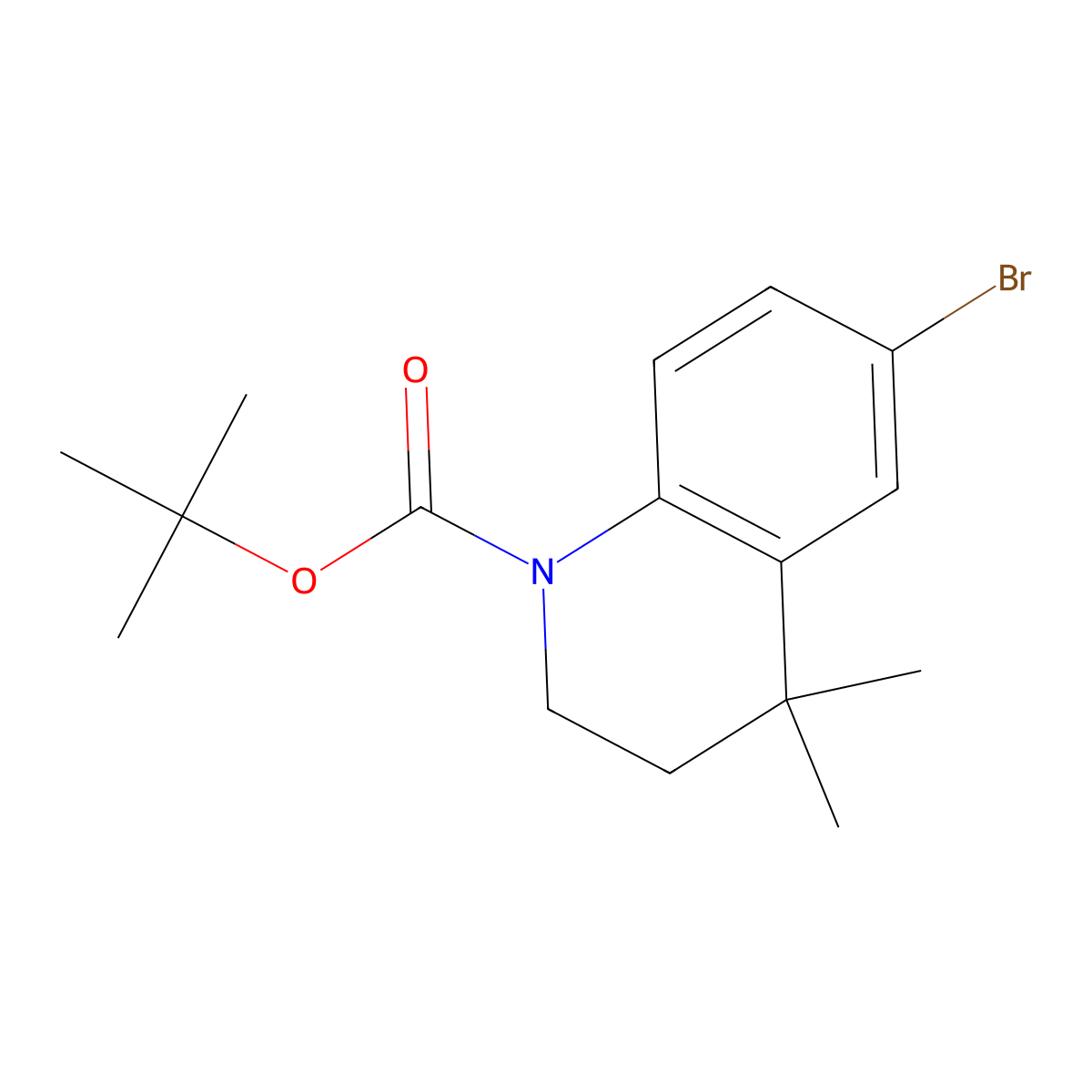 1-Boc-6-bromo-4,4-dimethyl-3,4-dihydro-2H-quinoline molecular structure, CAS 263550-60-3
