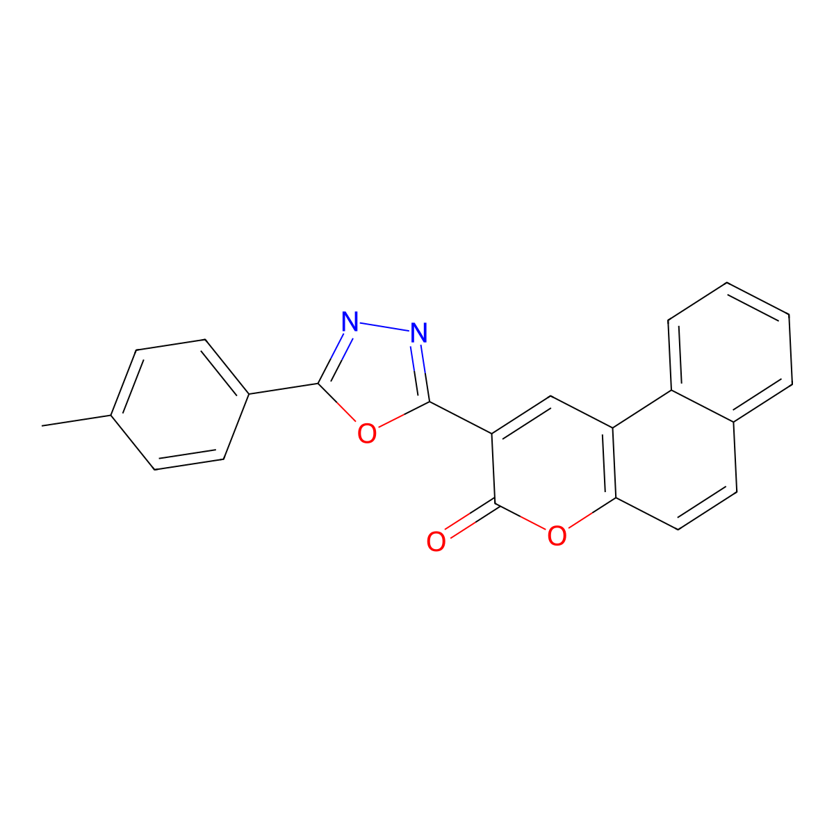 2-[5-(4-Methylphenyl)-1,3,4-oxadiazol-2-yl]benzo[f]chromen-3-one molecular structure, CAS 263563-32-2