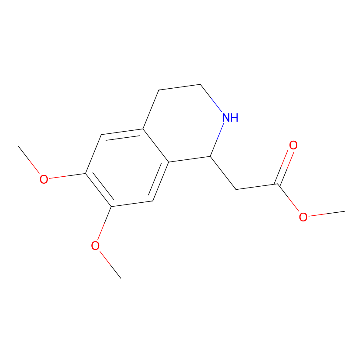 Methyl 2-(6,7-dimethoxy-1,2,3,4-tetrahydroisoquinolin-1-yl)acetate molecular structure, CAS 263570-28-1