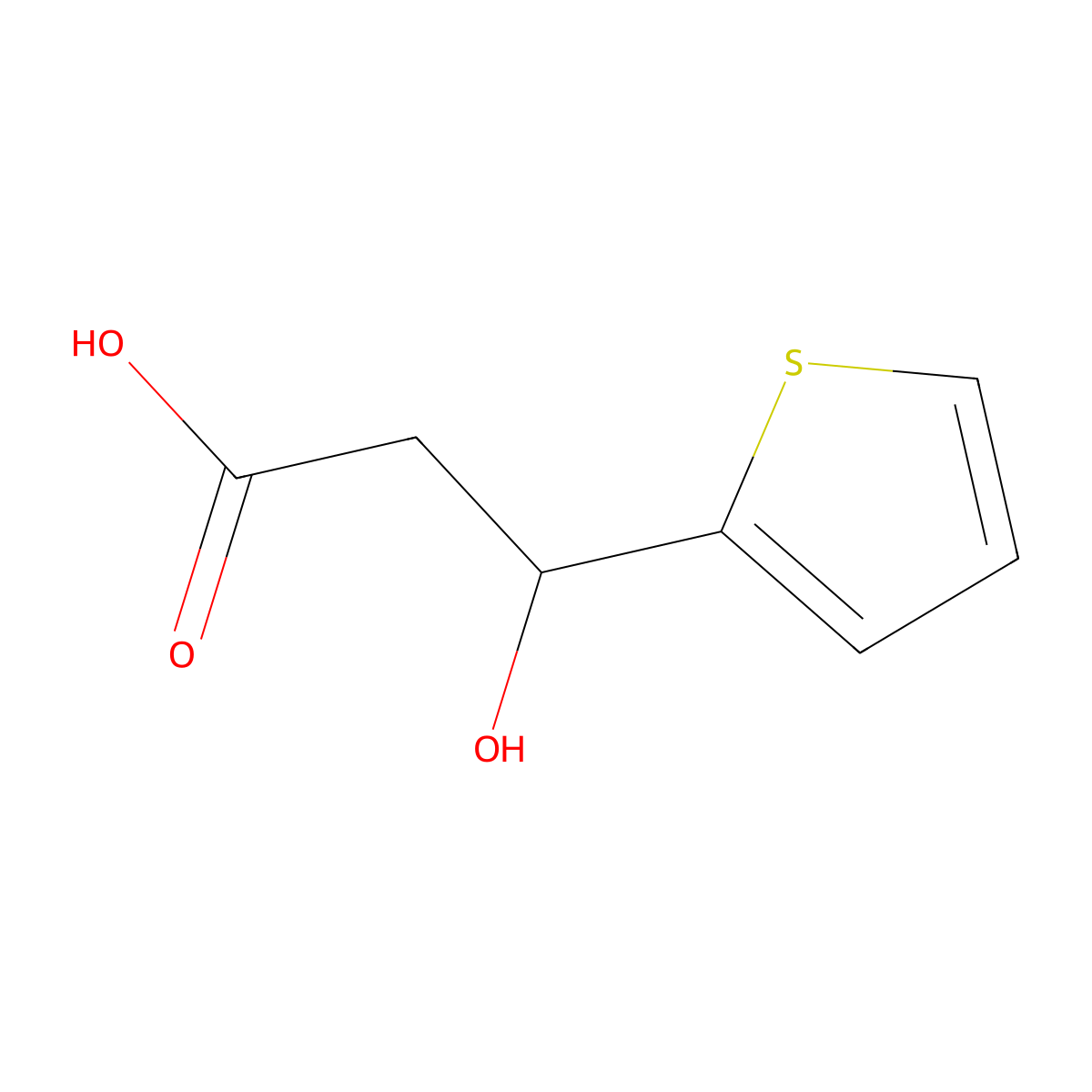 3-Hydroxy-3-(thiophen-2-yl)propanoic acid molecular structure, CAS 26359-15-9