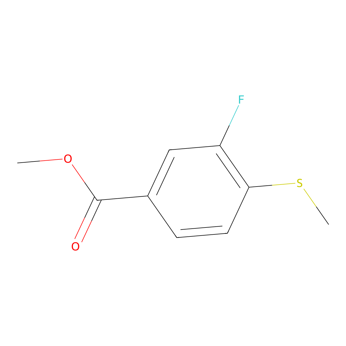 Methyl 3-fluoro-4-(methylthio)benzoate molecular structure, CAS 2635937-08-3
