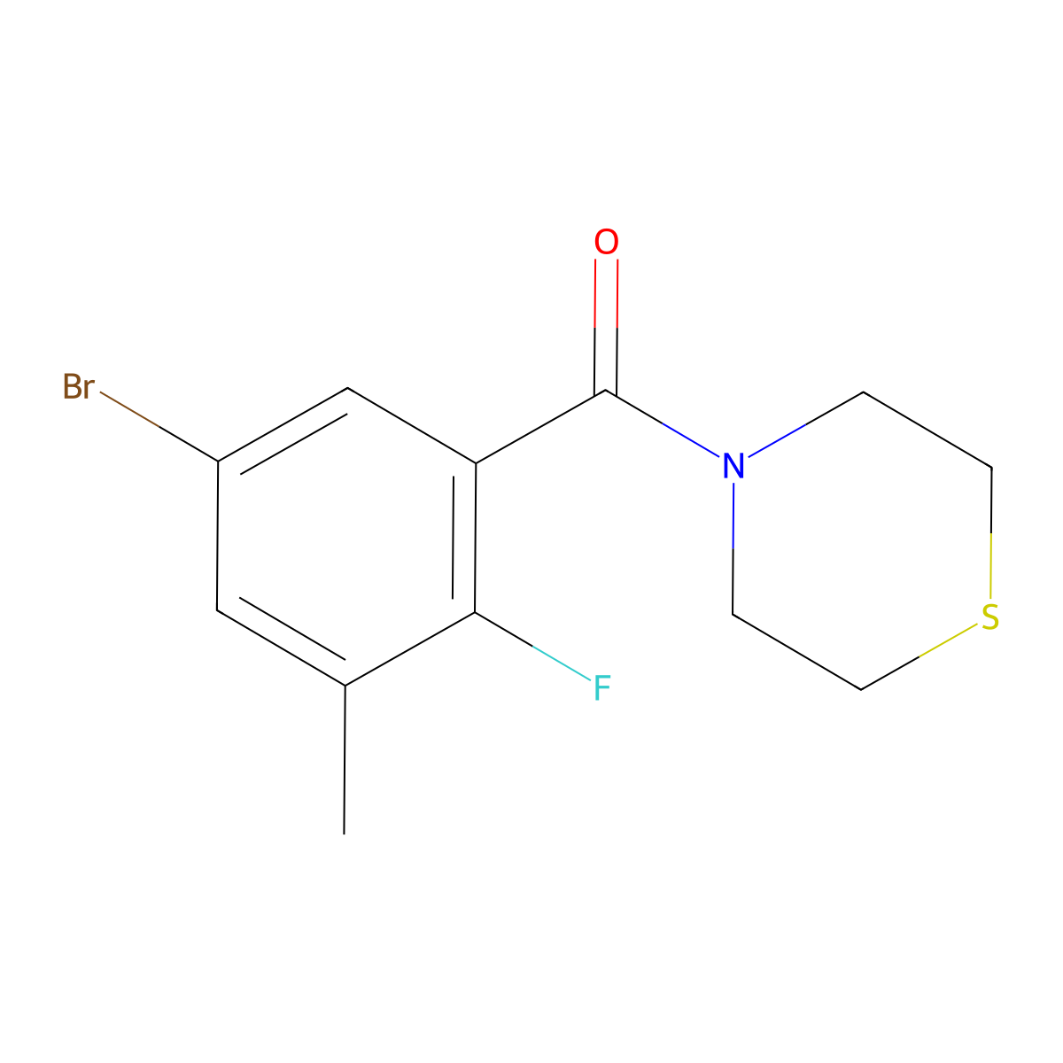 (5-Bromo-2-fluoro-3-methylphenyl)(thiomorpholino)methanone molecular structure, CAS 2635937-12-9