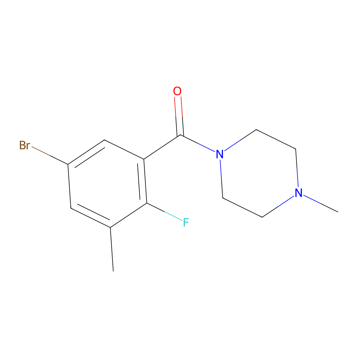 (5-Bromo-2-fluoro-3-methylphenyl)(4-methylpiperazin-1-yl)methanone molecular structure, CAS 2635937-17-4