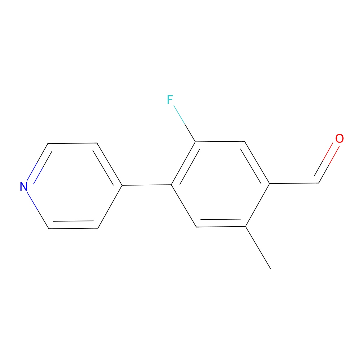 5-Fluoro-2-methyl-4-(pyridin-4-yl)benzaldehyde molecular structure, CAS 2635937-22-1