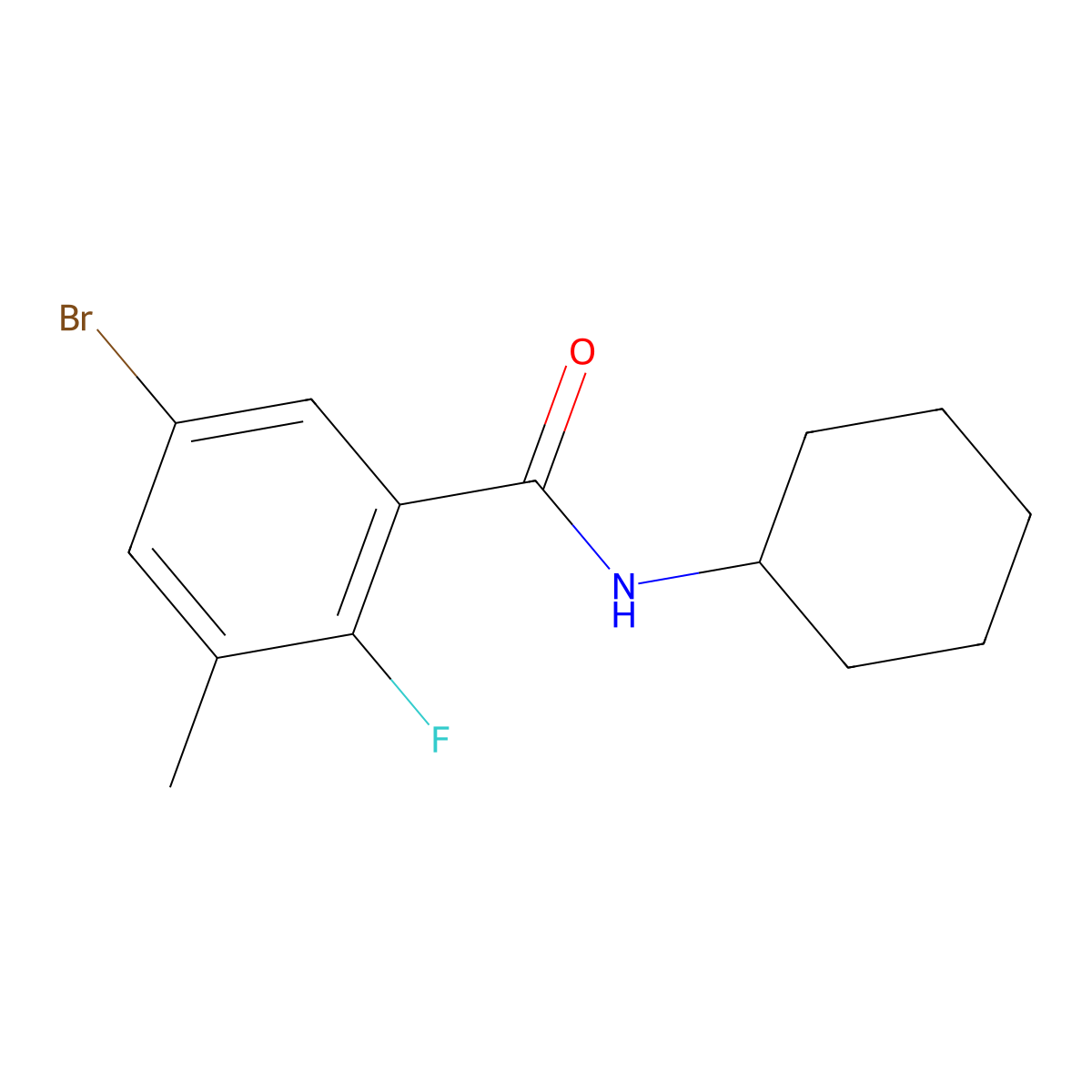 5-Bromo-N-cyclohexyl-2-fluoro-3-methylbenzamide molecular structure, CAS 2635937-23-2