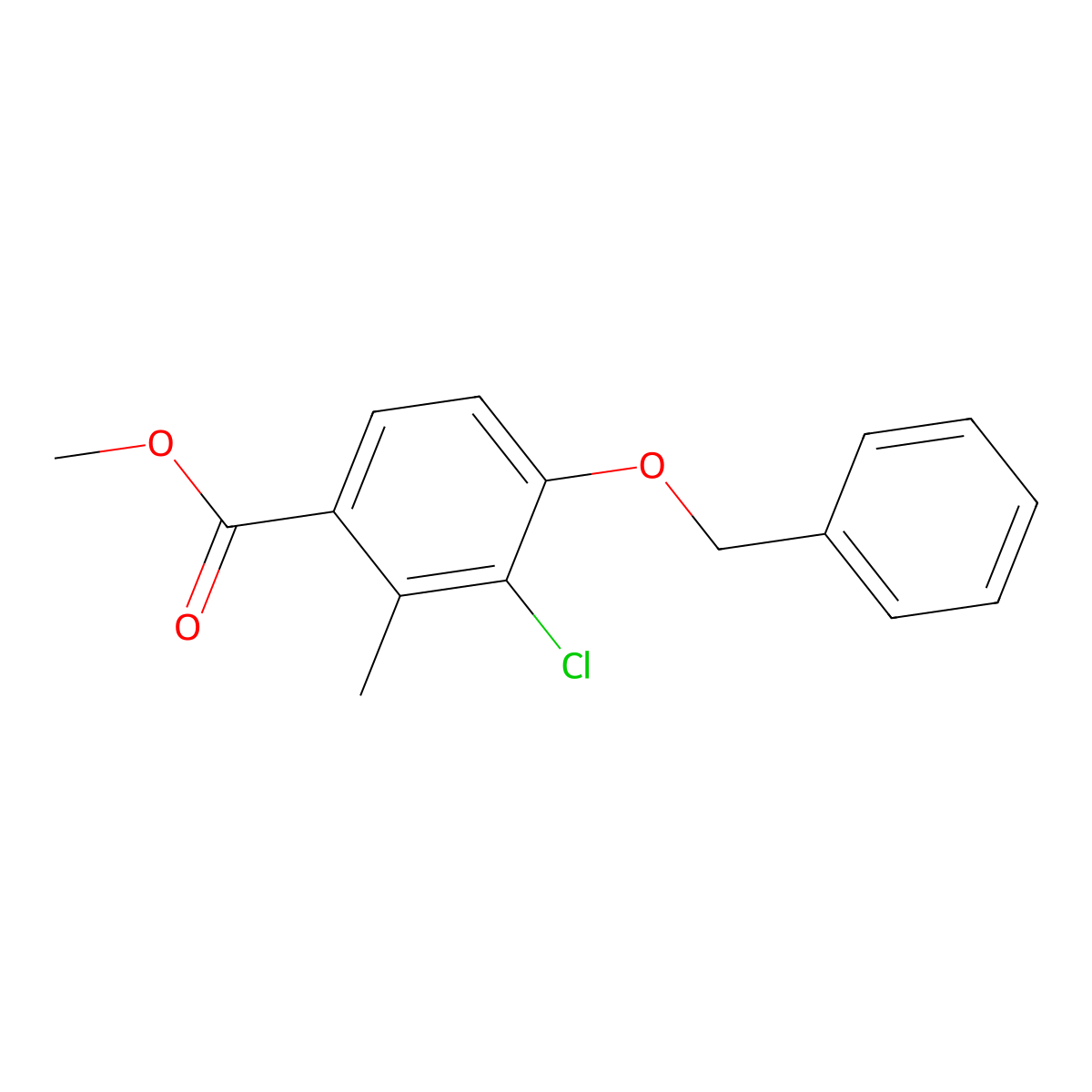 Methyl 4-(benzyloxy)-3-chloro-2-methylbenzoate molecular structure, CAS 2635937-24-3