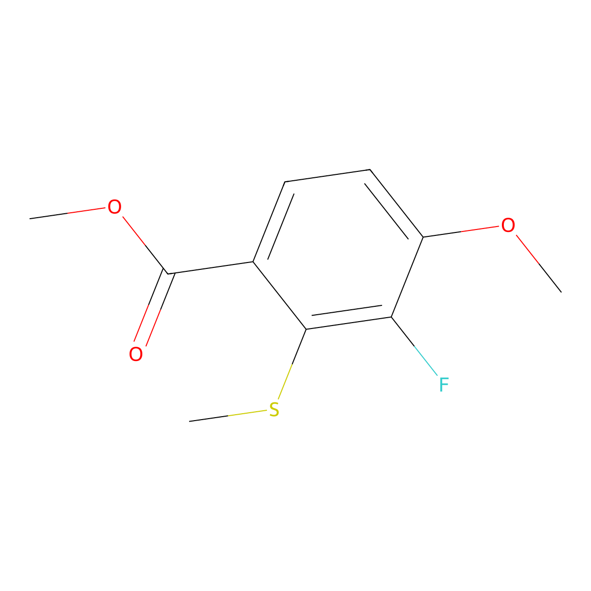 Methyl 3-fluoro-4-methoxy-2-(methylthio)benzoate molecular structure, CAS 2635937-28-7
