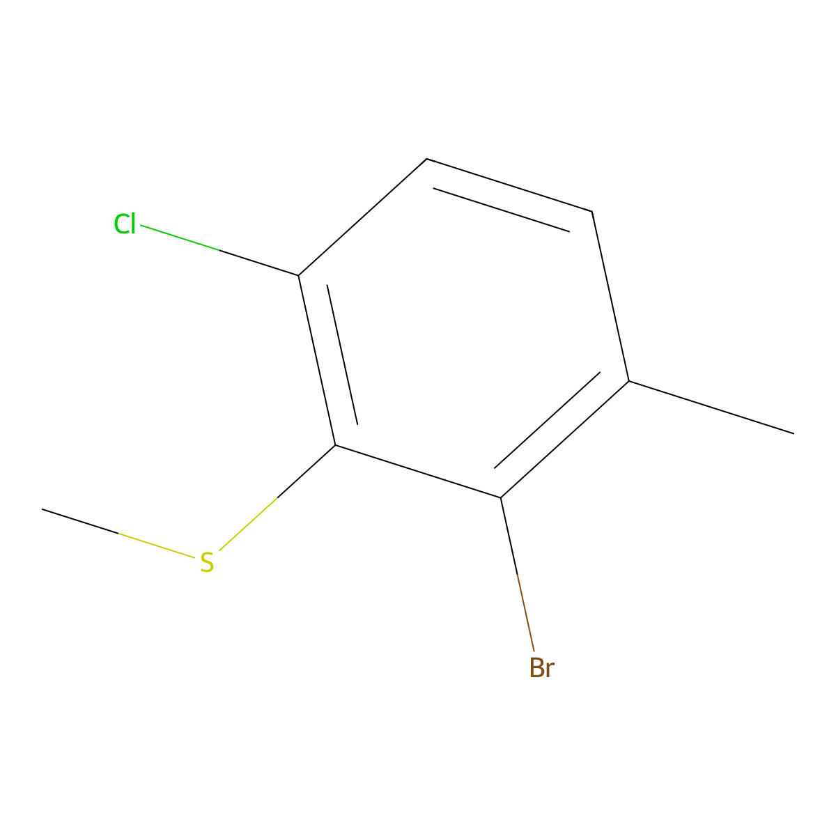 (2-Bromo-6-chloro-3-methylphenyl)(methyl)sulfane molecular structure, CAS 2635937-31-2