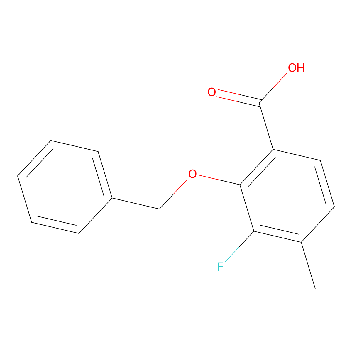 2-(Benzyloxy)-3-fluoro-4-methylbenzoic acid molecular structure, CAS 2635937-35-6