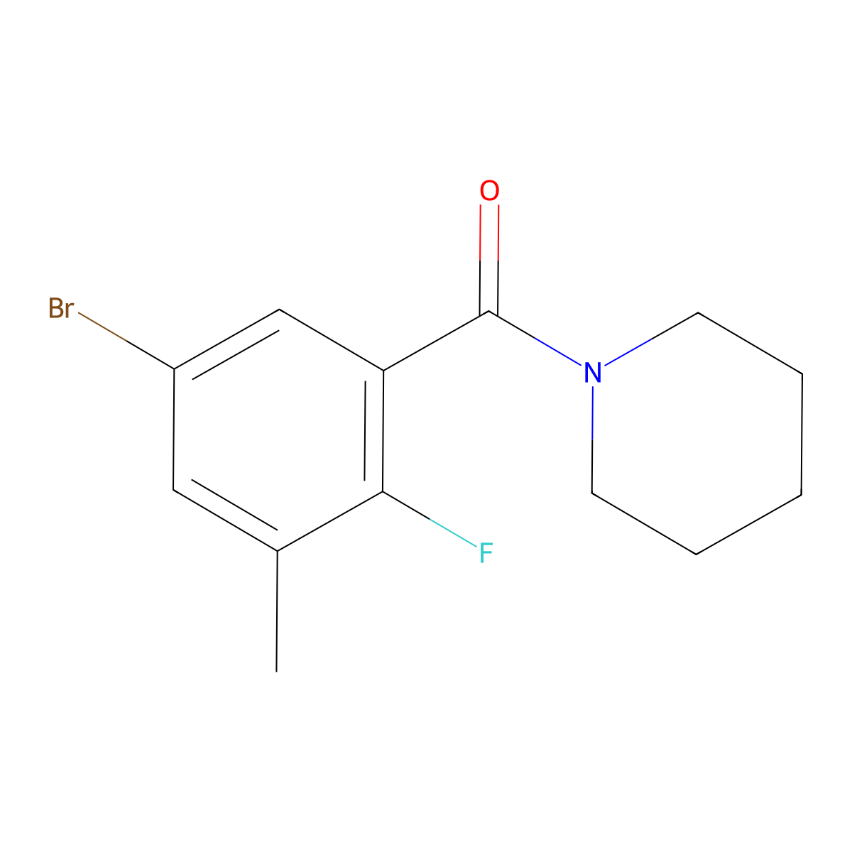 (5-Bromo-2-fluoro-3-methylphenyl)(piperidin-1-yl)methanone molecular structure, CAS 2635937-41-4