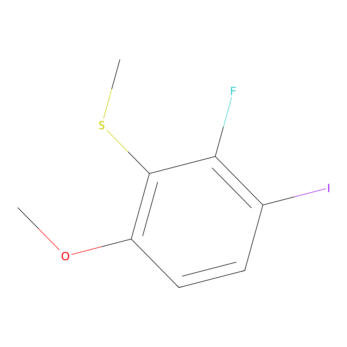 (2-Fluoro-3-iodo-6-methoxyphenyl)(methyl)sulfane molecular structure, CAS 2635937-43-6