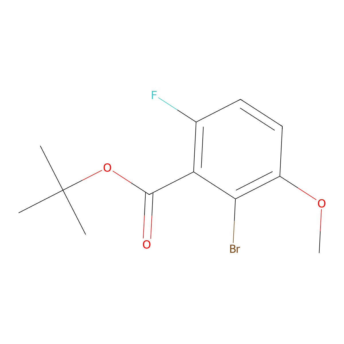 Tert-butyl 2-bromo-6-fluoro-3-methoxybenzoate molecular structure, CAS 2635937-47-0