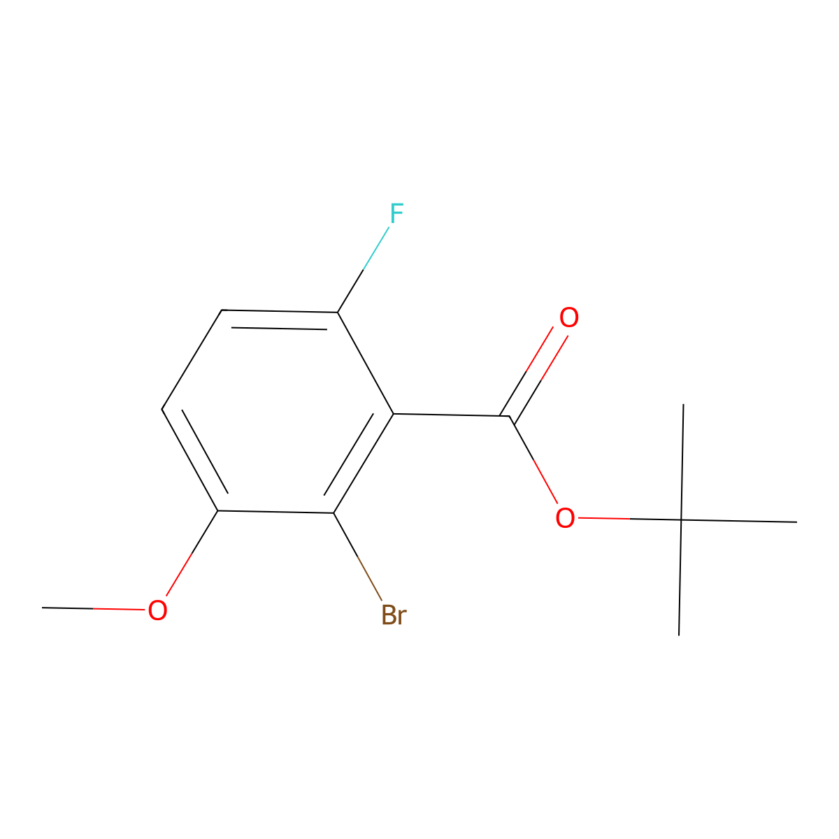 Tert-butyl 2-bromo-6-fluoro-3-methoxybenzoate molecular structure, CAS 2635937-47-0