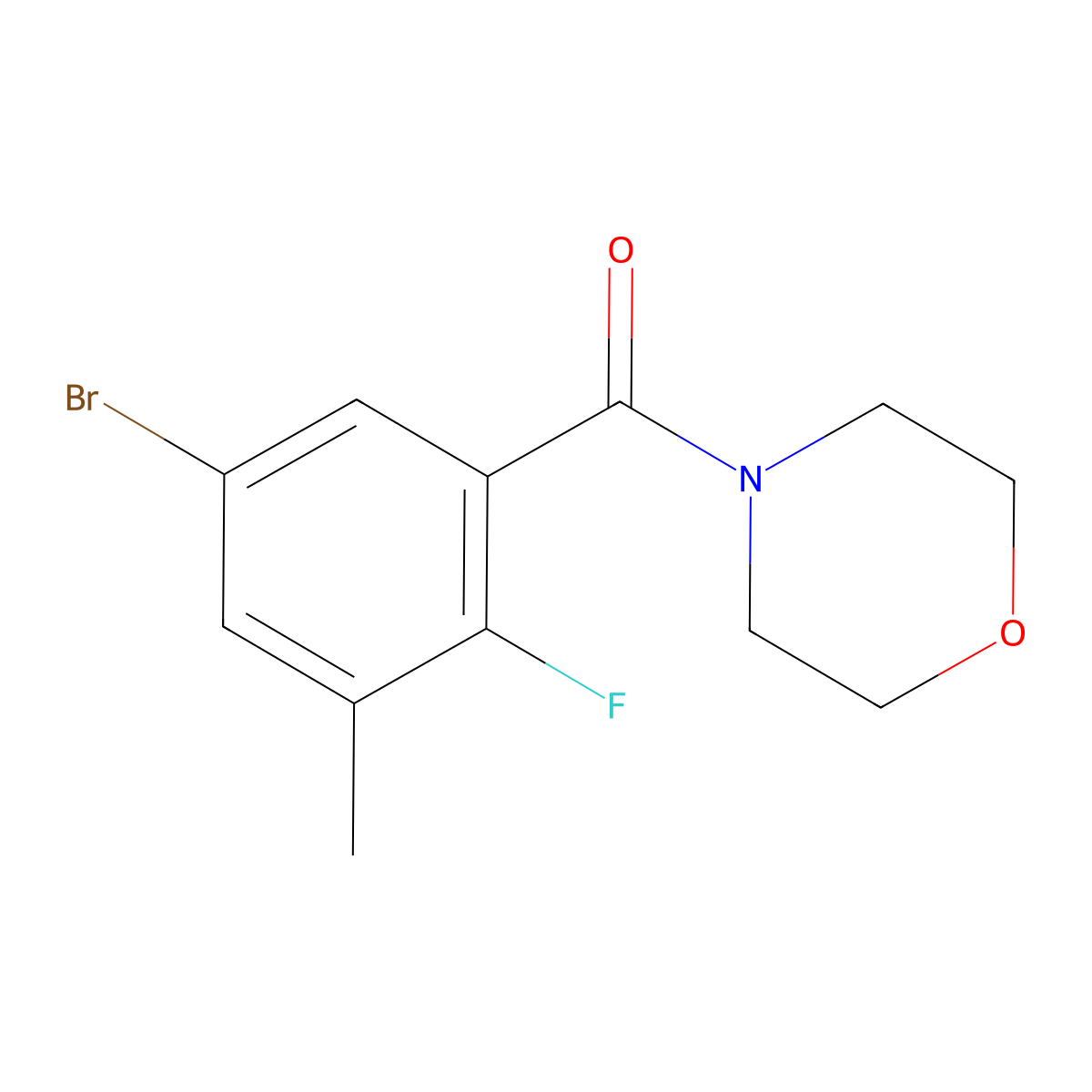 (5-Bromo-2-fluoro-3-methylphenyl)(morpholino)methanone molecular structure, CAS 2635937-51-6