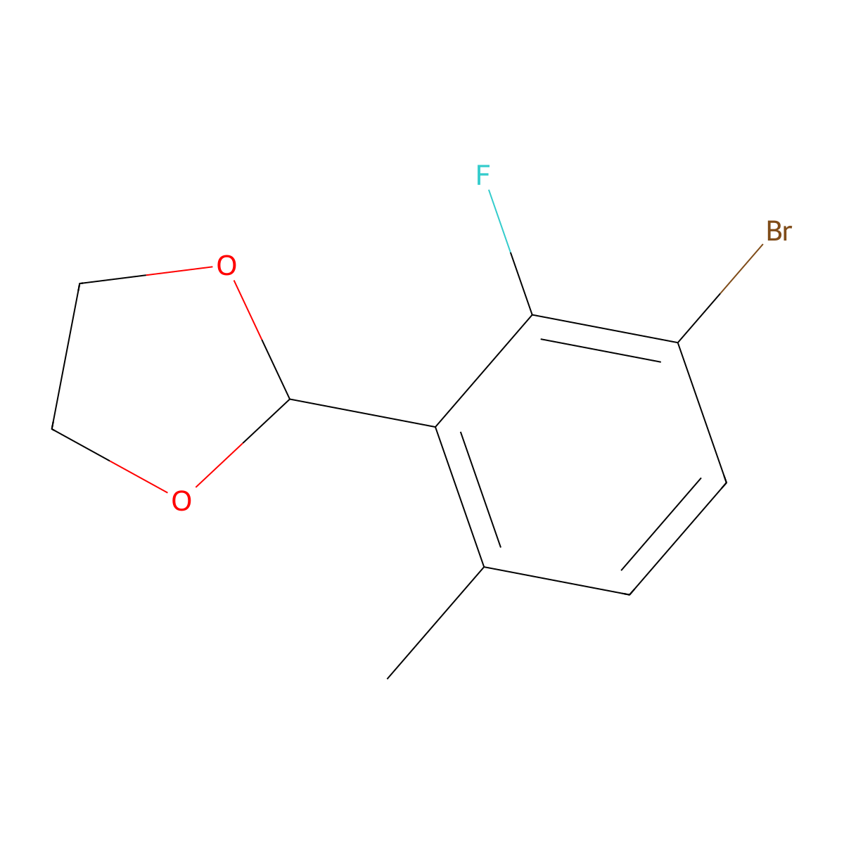 2-(3-Bromo-2-fluoro-6-methylphenyl)-1,3-dioxolane molecular structure, CAS 2635937-52-7