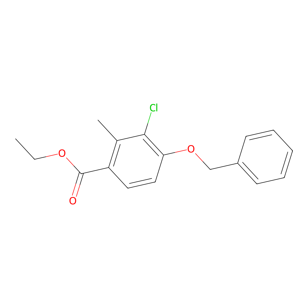 Ethyl 4-(benzyloxy)-3-chloro-2-methylbenzoate molecular structure, CAS 2635937-54-9