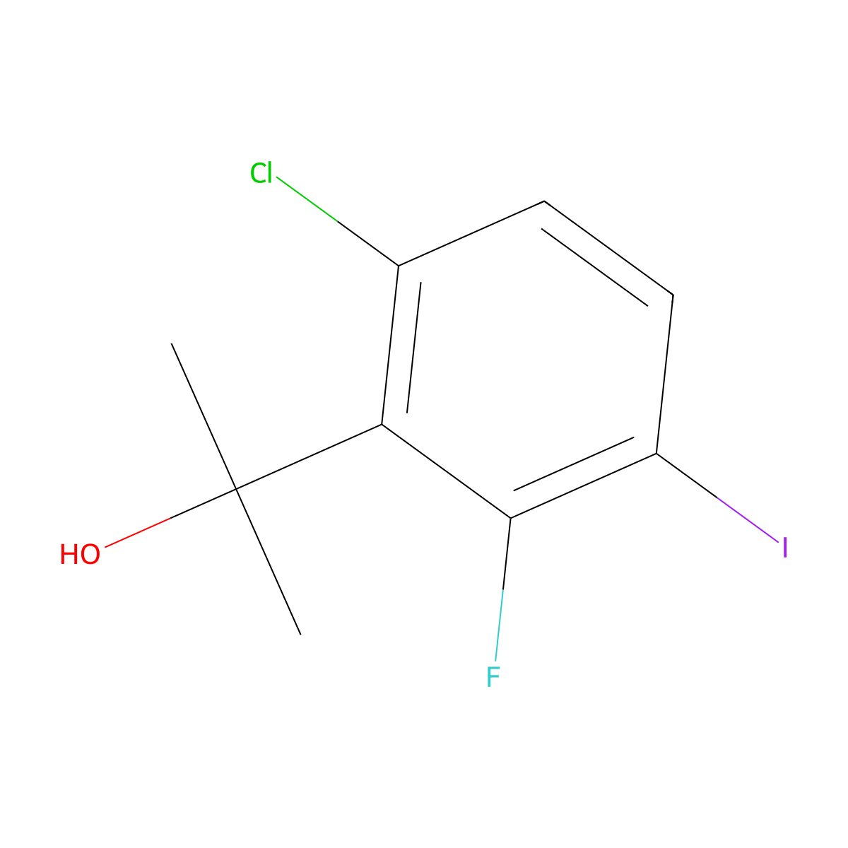 2-(6-Chloro-2-fluoro-3-iodophenyl)propan-2-ol molecular structure, CAS 2635937-55-0