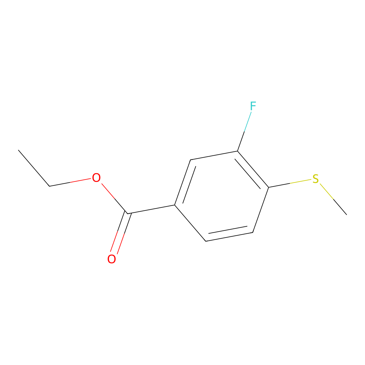 Ethyl 3-fluoro-4-(methylthio)benzoate molecular structure, CAS 2635937-60-7