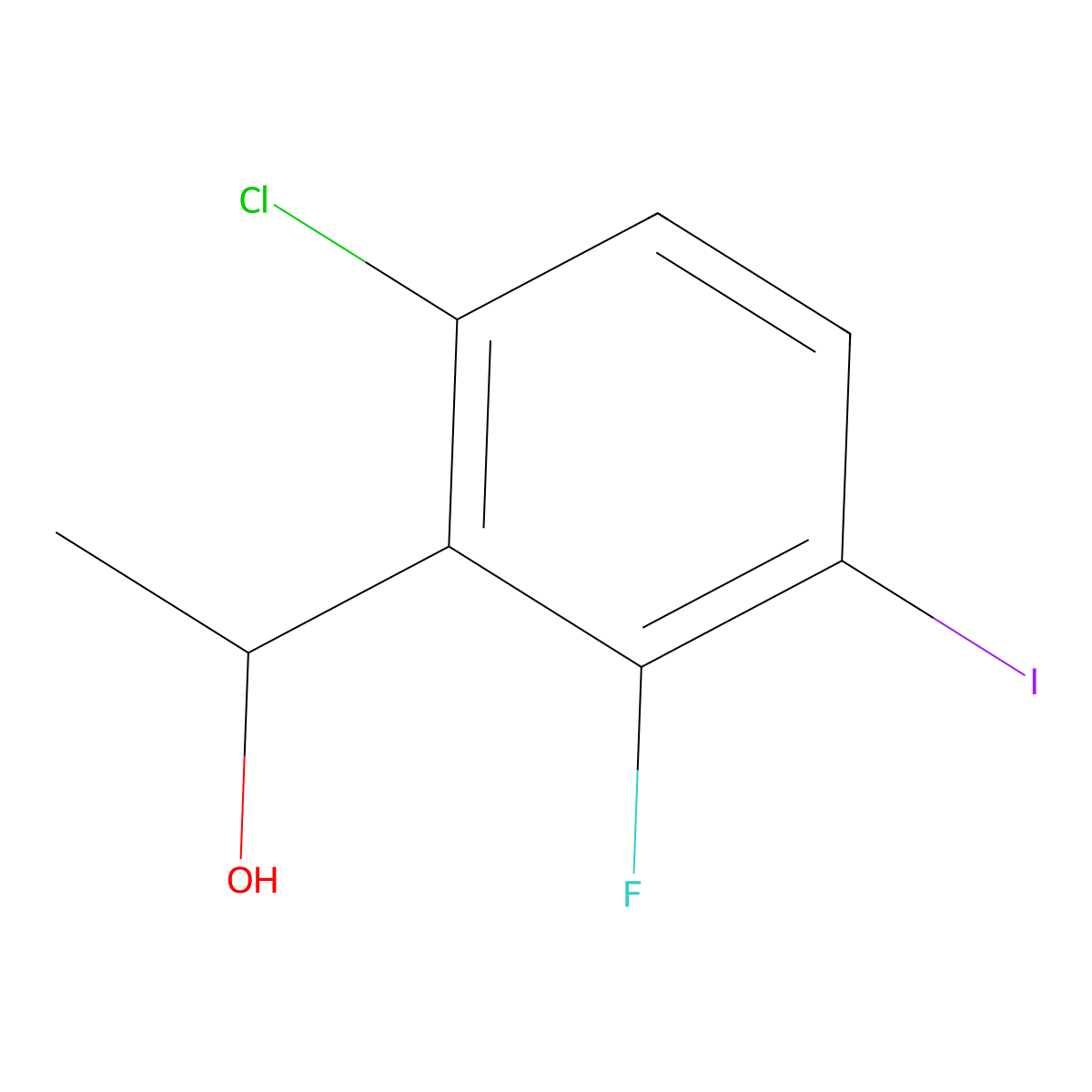 1-(6-Chloro-2-fluoro-3-iodophenyl)ethanol molecular structure, CAS 2635937-66-3