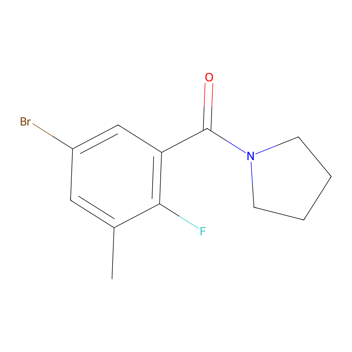 (5-Bromo-2-fluoro-3-methylphenyl)(pyrrolidin-1-yl)methanone molecular structure, CAS 2635937-74-3