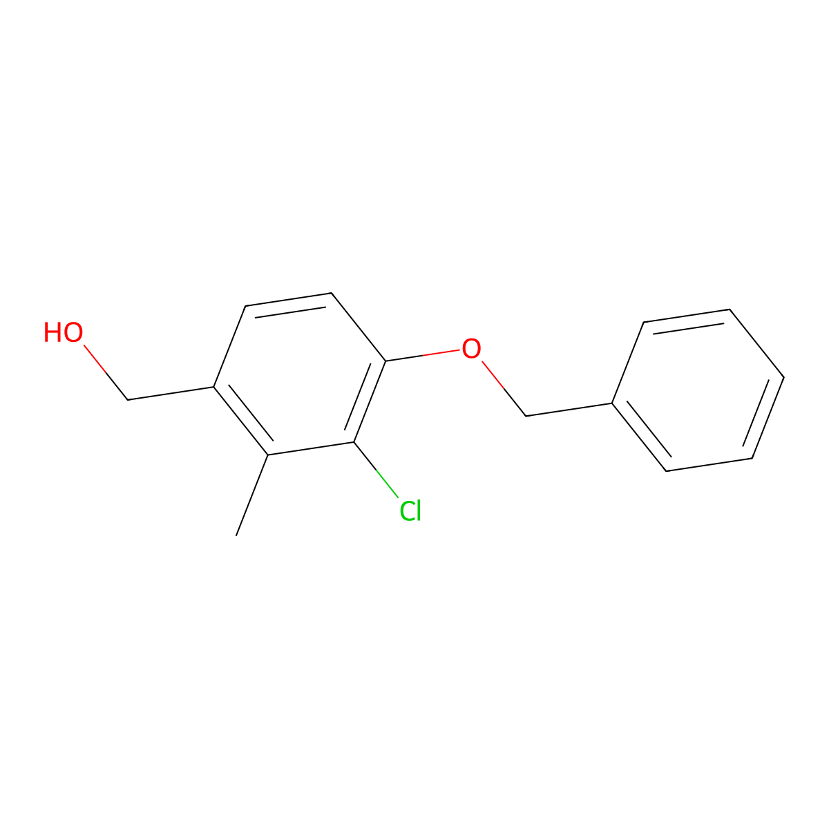 (4-(Benzyloxy)-3-chloro-2-methylphenyl)methanol molecular structure, CAS 2635937-75-4