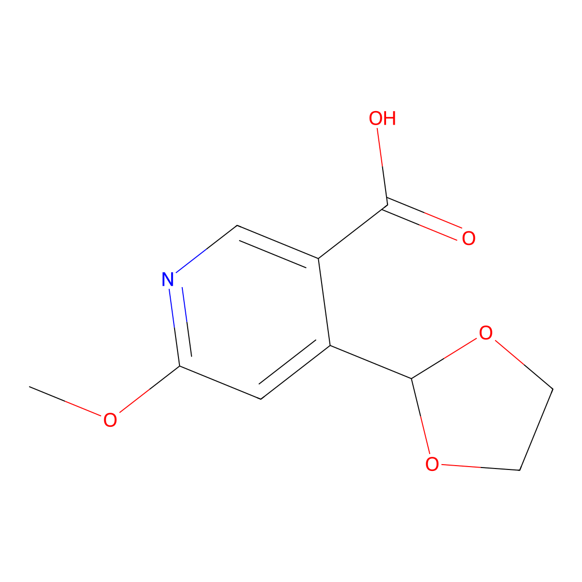 4-(1,3-Dioxolan-2-yl)-6-methoxynicotinic acid molecular structure, CAS 2635937-83-4