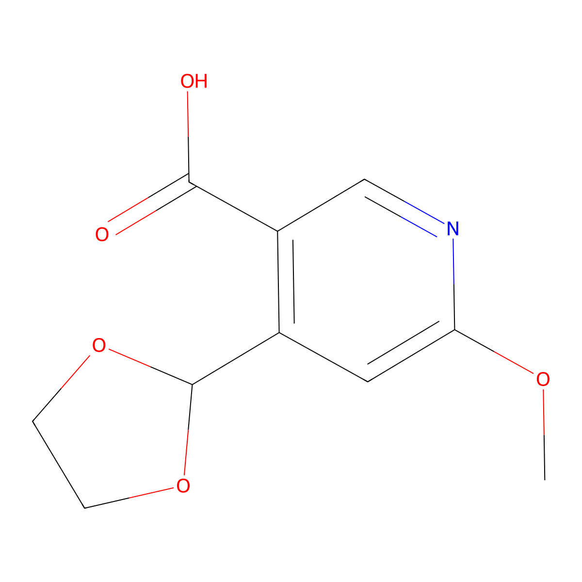 4-(1,3-Dioxolan-2-yl)-6-methoxynicotinic acid molecular structure, CAS 2635937-83-4