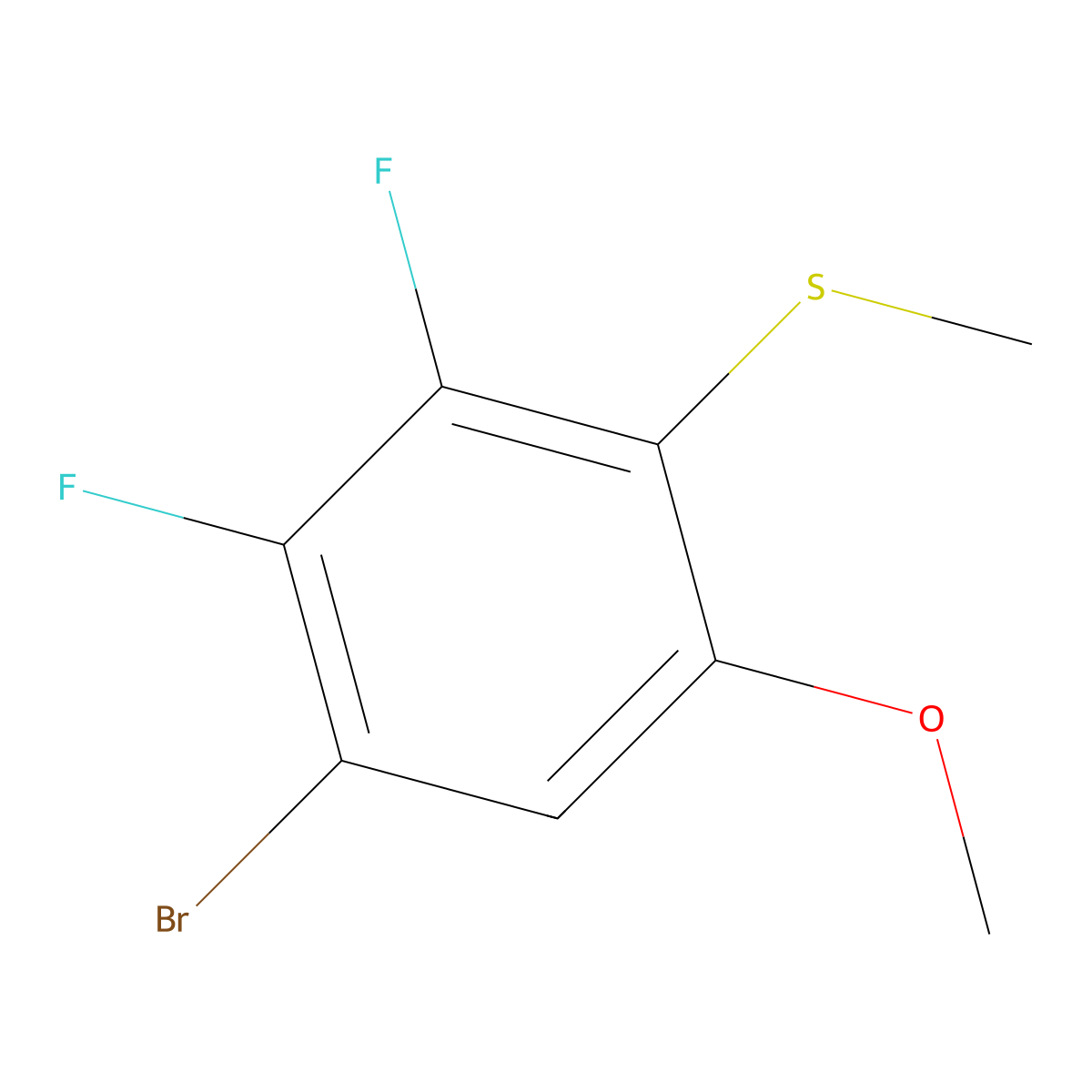 (4-Bromo-2,3-difluoro-6-methoxyphenyl)(methyl)sulfane molecular structure, CAS 2635937-85-6