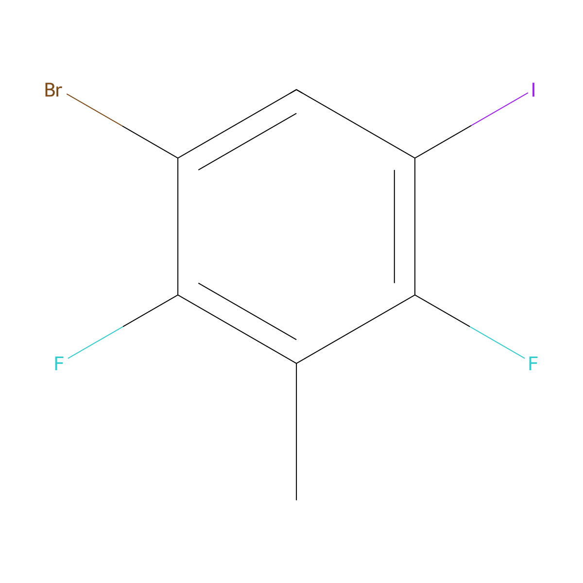 1-Bromo-2,4-difluoro-5-iodo-3-methylbenzene molecular structure, CAS 2635937-87-8