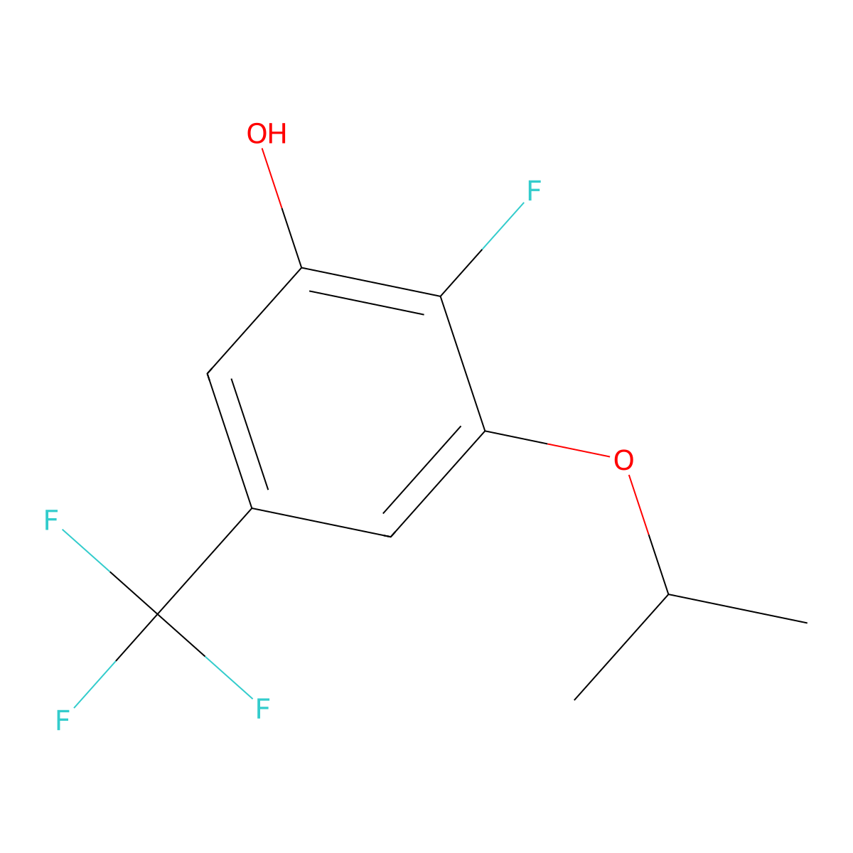 2-Fluoro-3-isopropoxy-5-(trifluoromethyl)phenol molecular structure, CAS 2635937-92-5