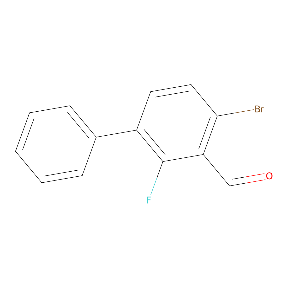 4-Bromo-2-fluoro-[1,1'-biphenyl]-3-carbaldehyde molecular structure, CAS 2635937-93-6
